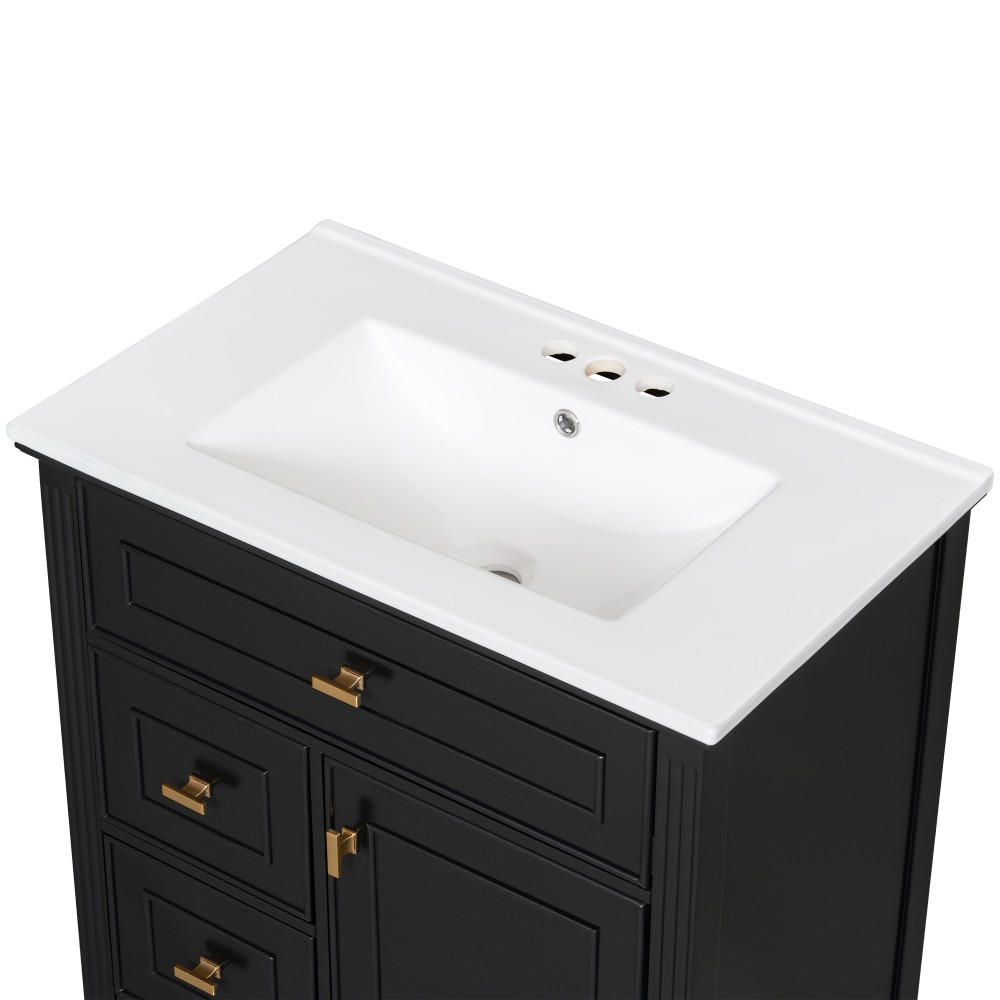 30″ Bathroom Vanity with Sink, Bathroom Vanity Cabinet with One Flip Drawer