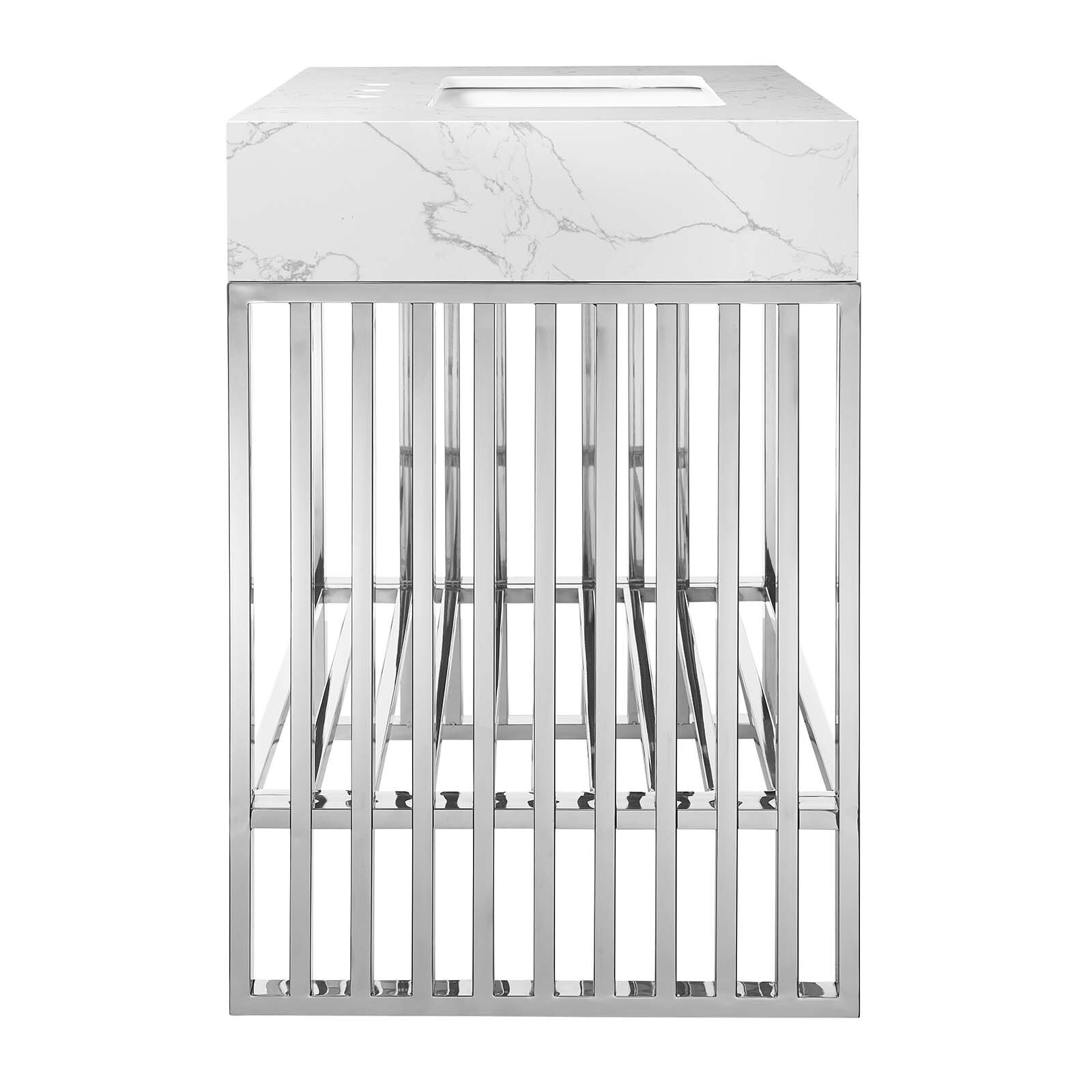 Modway Gridiron 36″ Bathroom Vanity in White Silver