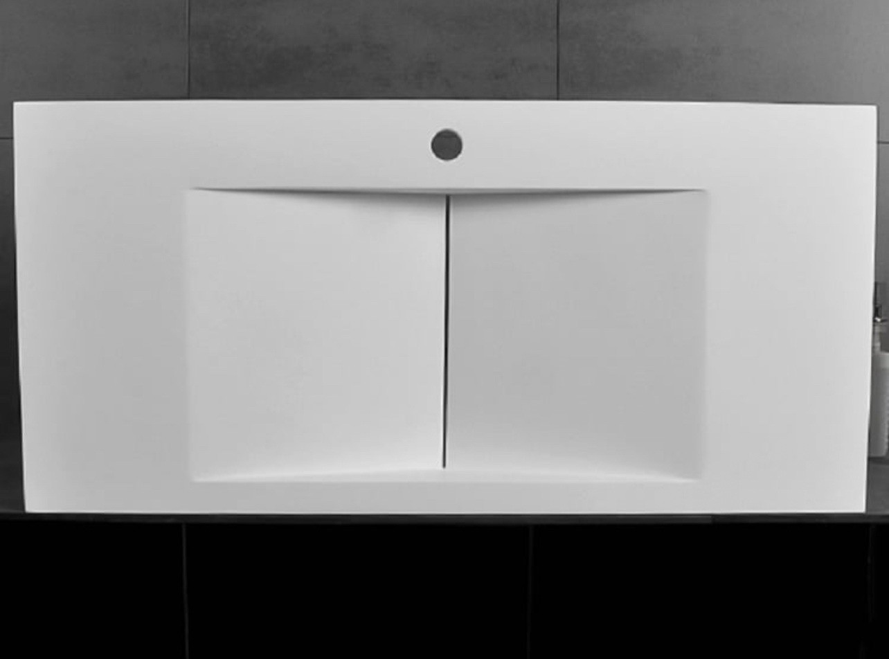 Matte White Wall-Mount Floating Sink Solid Surface Stone Resin Bathroom