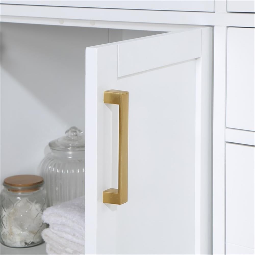 Gavino 72″ Wood Vanity in White with Grain White Composite Stone Top and Mirror