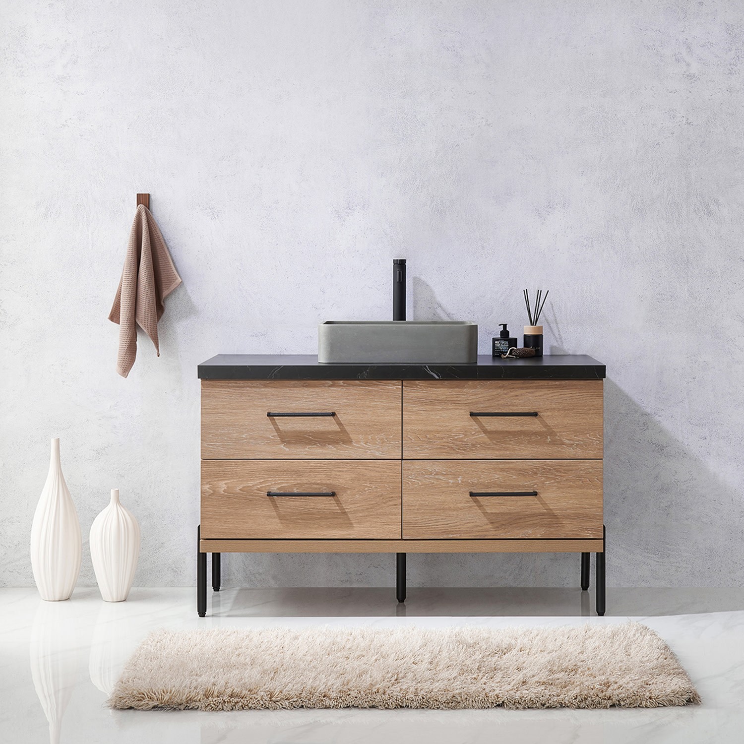 Miseno MV-NM-705148S Trento 48″ – North American Oak / Black