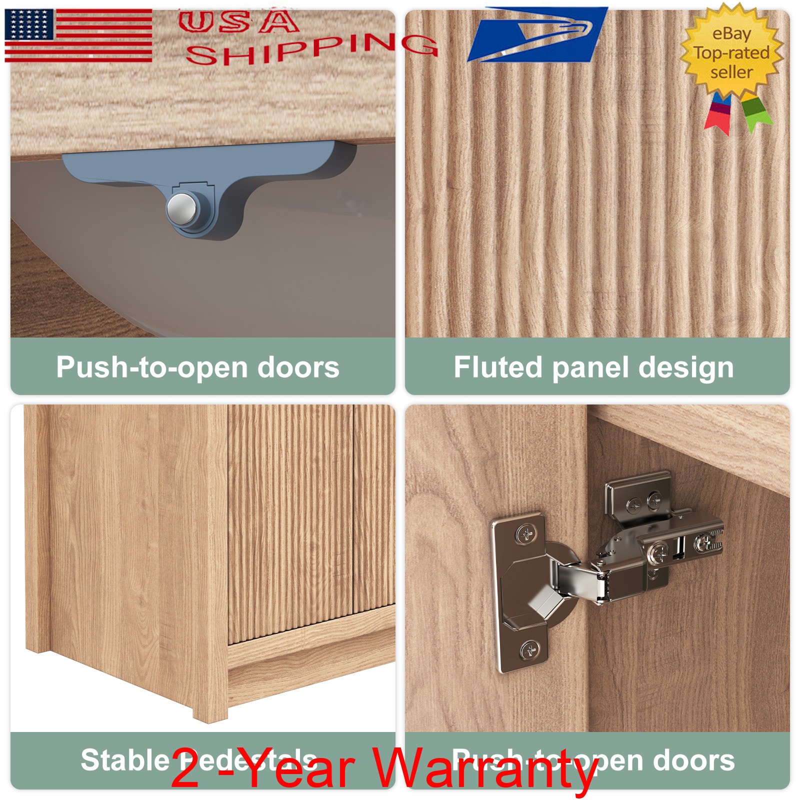47.3″ Bathroom Vanity Set Double Sink Ceramic Freestanding Cabinet Wood Grain