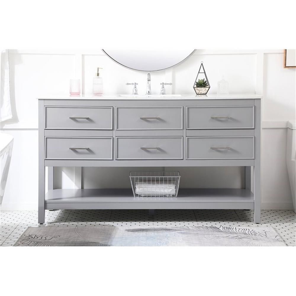 Elegant Decor Sinclaire 60″ Aluminum Alloy & MDF Single Bathroom Vanity in Gray