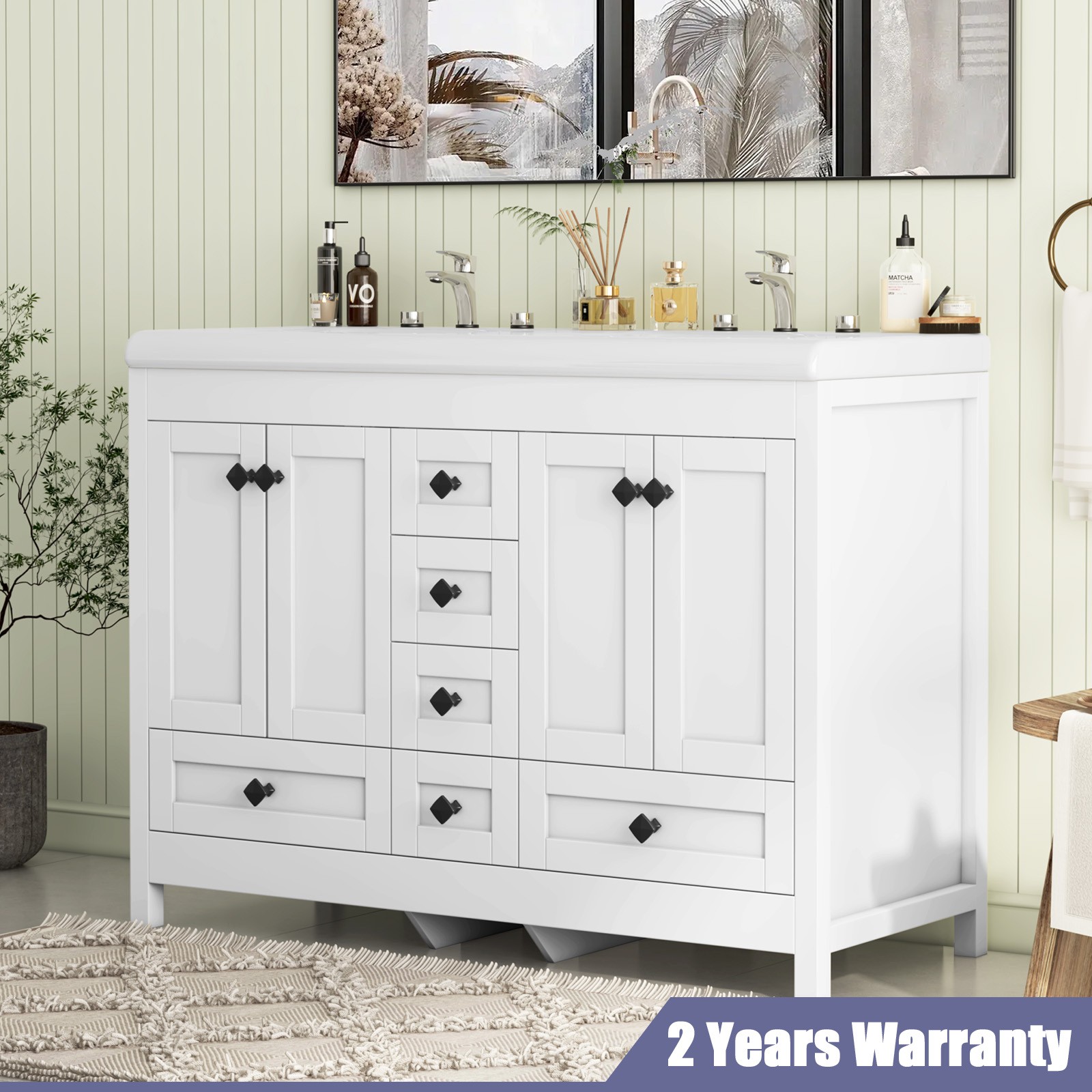 47inch Bathroom Vanity Bathroom Storage Cabinet With Double Ceramic Sink