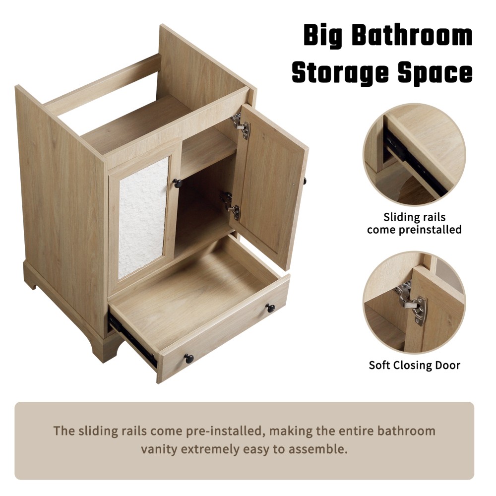 Ready to Assemble Bathroom Cabinet 24″ Wooden Vanity Sink Base
