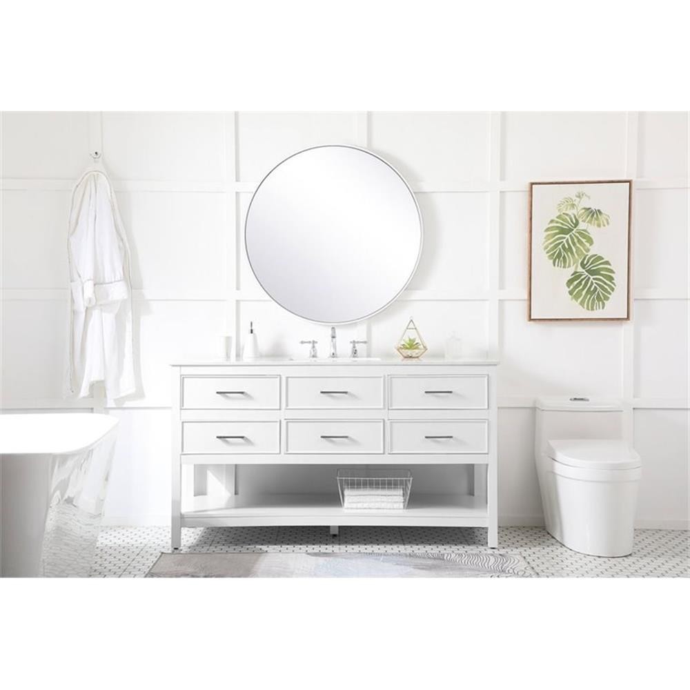 Elegant Decor Sinclaire 60″ Aluminum Alloy & MDF Single Bathroom Vanity in White