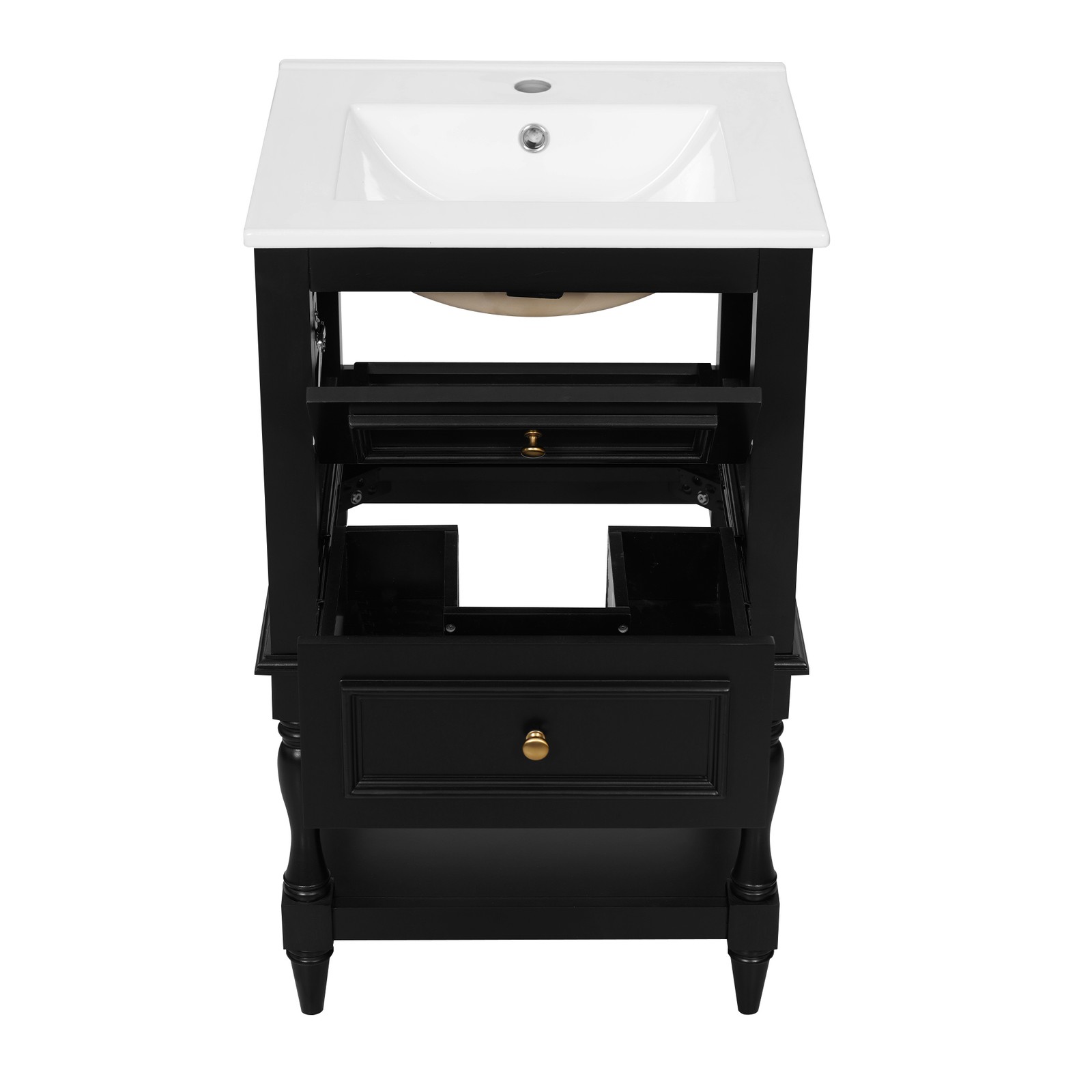 FUNIDEE 20” Bathroom Vanity Set Storage Cabinet with Ceramic Sink Combo Black