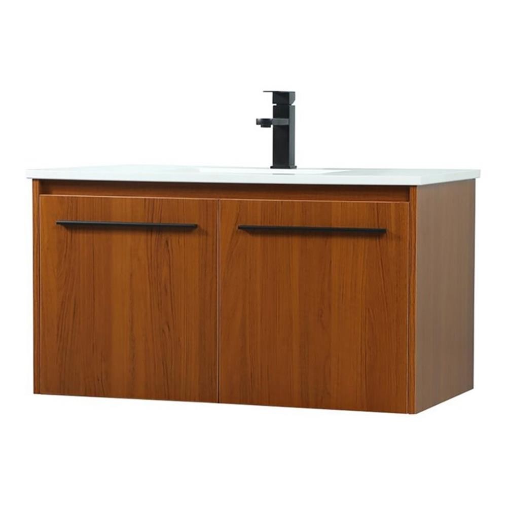 Elegant Decor Penn 36″ Aluminum Alloy MDF Single Bathroom Vanity in Teak