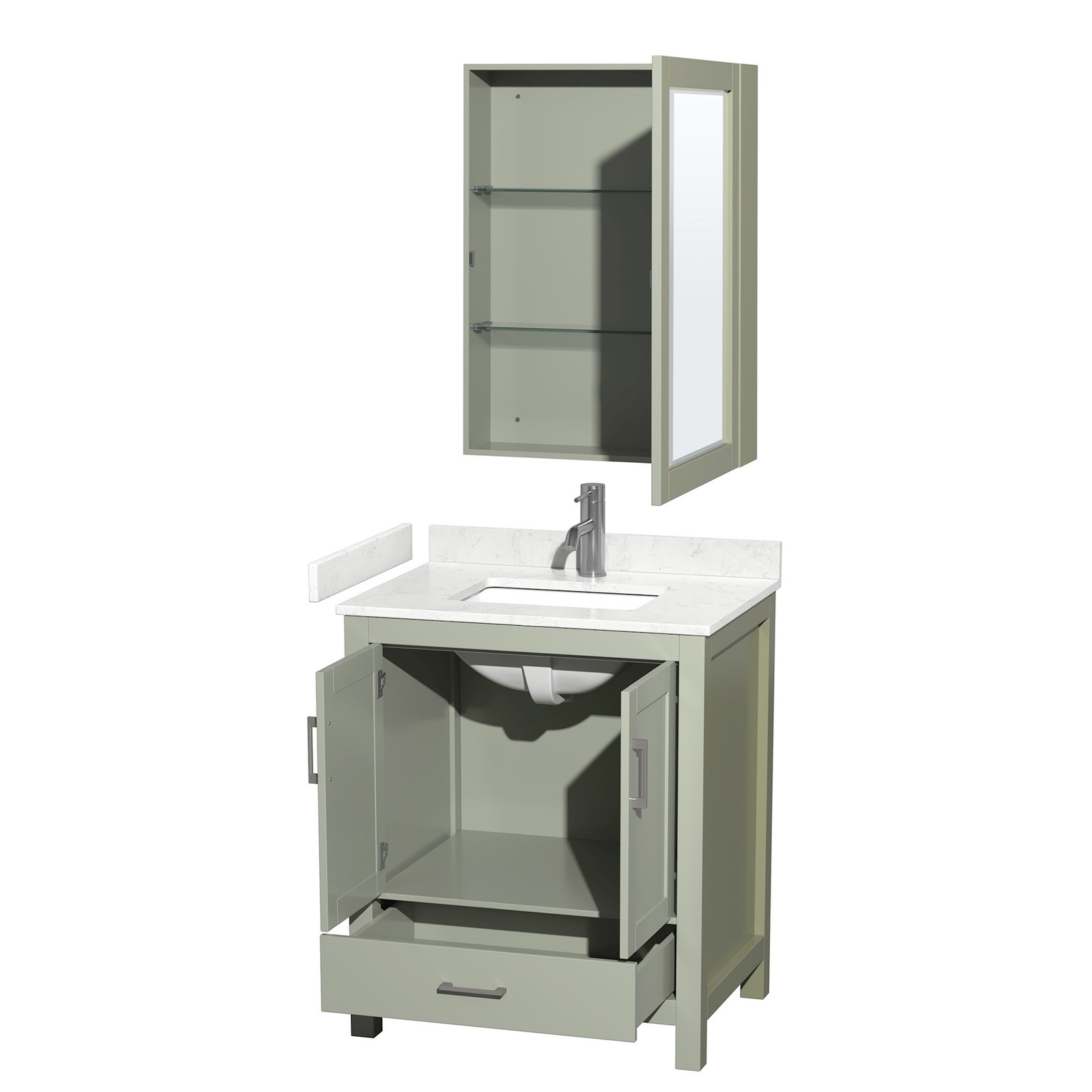 Wyndham Collection WCS141430S-VCA-MED Sheffield 30″ – White / Carrara Cultured