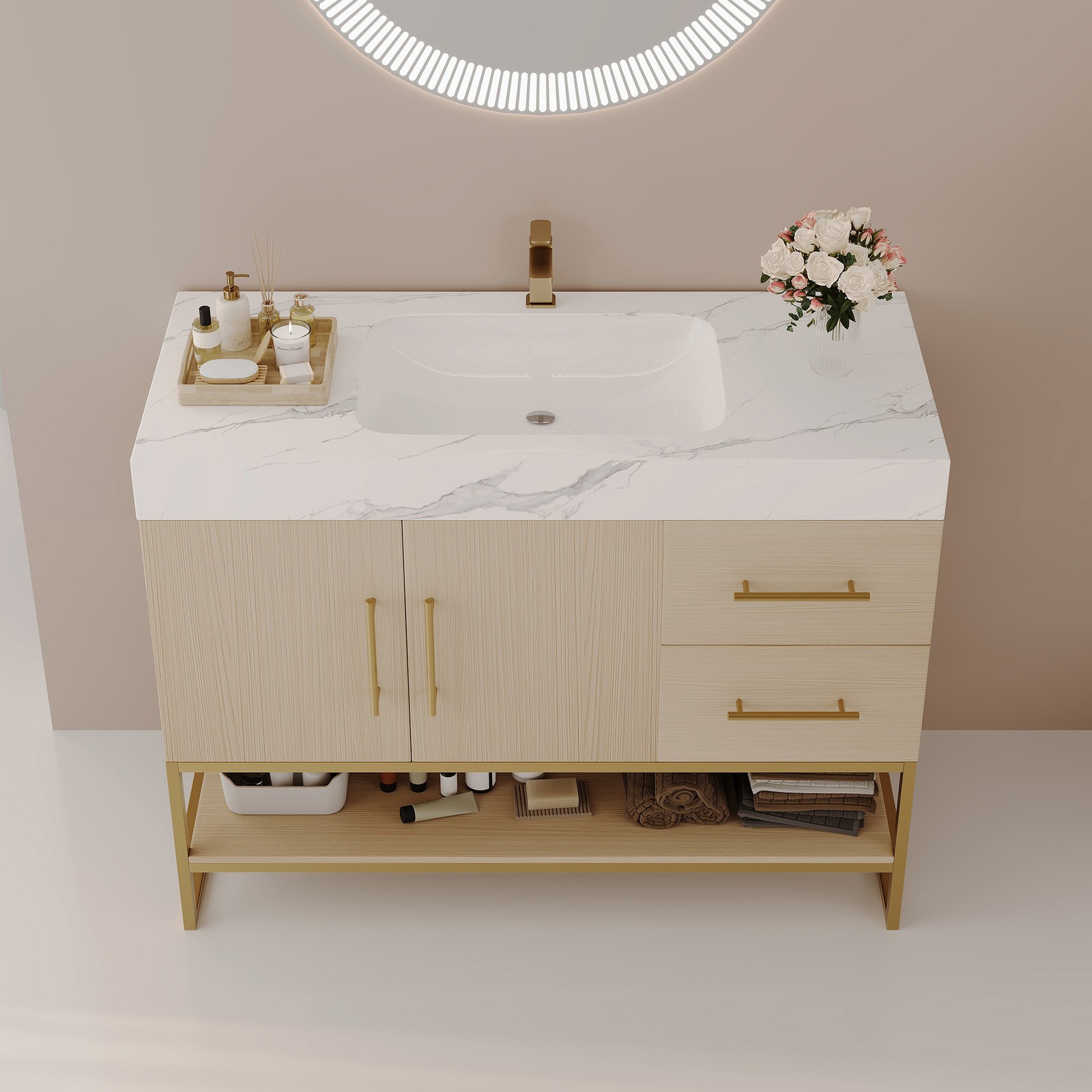 36″ Bathroom Vanity with Sintered Stone Top & Ceramic Sink