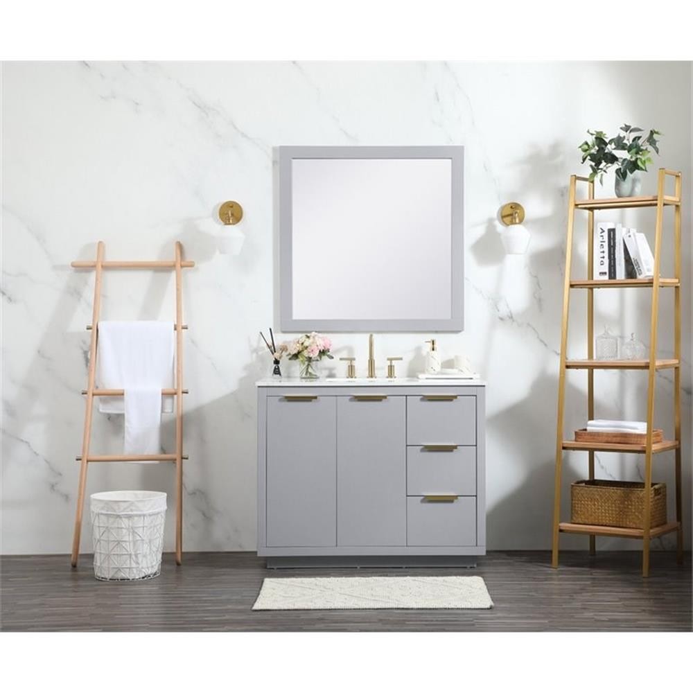 Elegant Decor Blake 42″ Aluminum Alloy MDF Single Bathroom Vanity in Gray