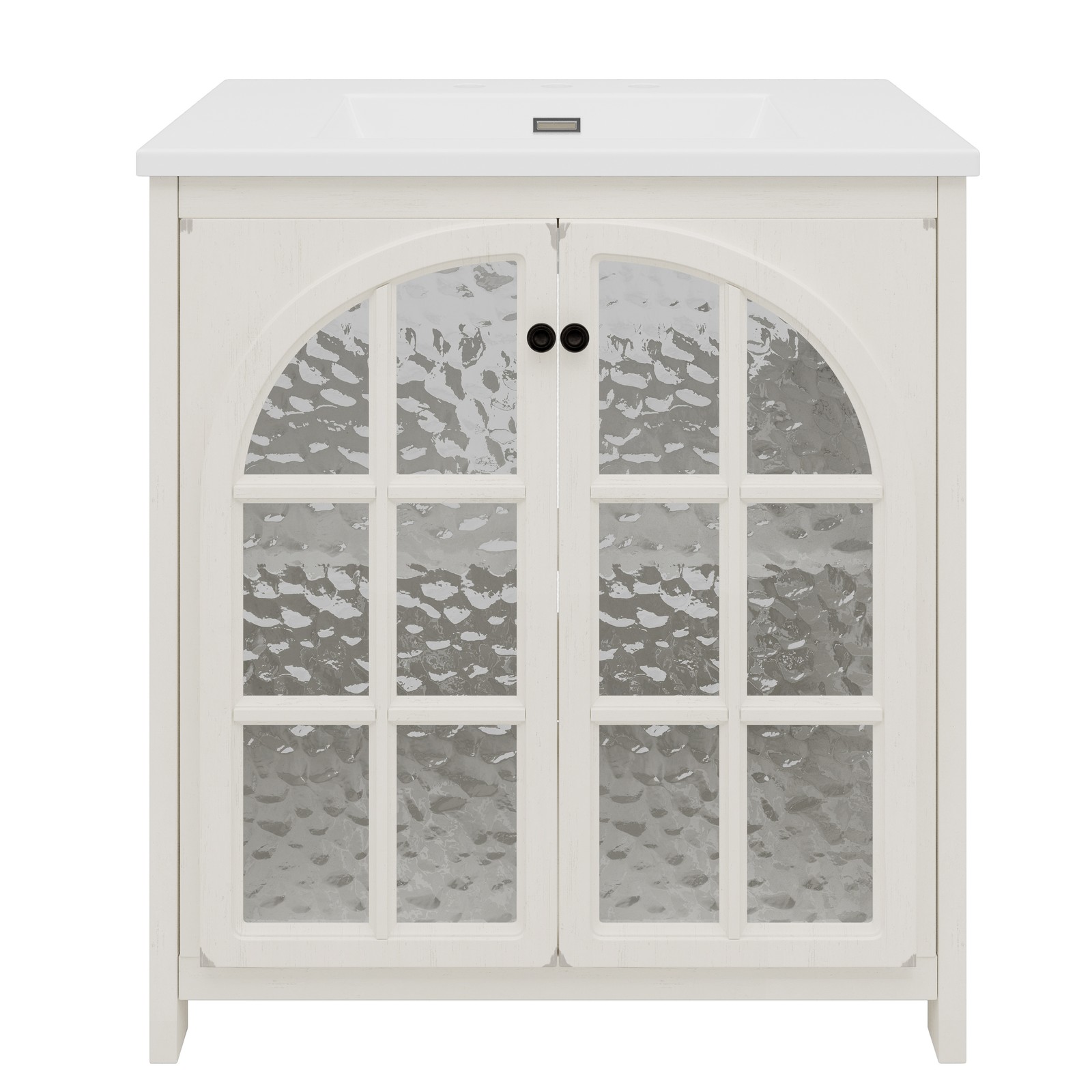 Farmhouse Bathroom Vanity with Ceramic Sink，Storage Cabinet w/Soft-Closing Doors