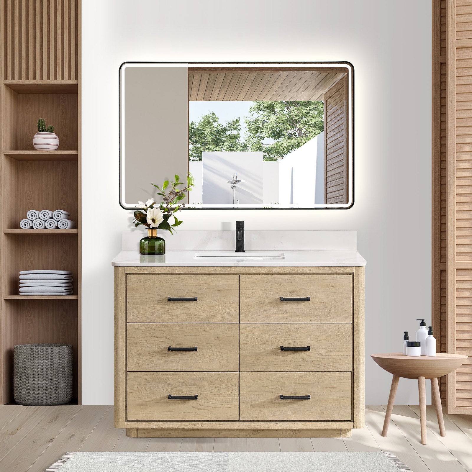 Miseno MV-706548 Porto 48″ – Aged Natural Oak / Fish Maw White