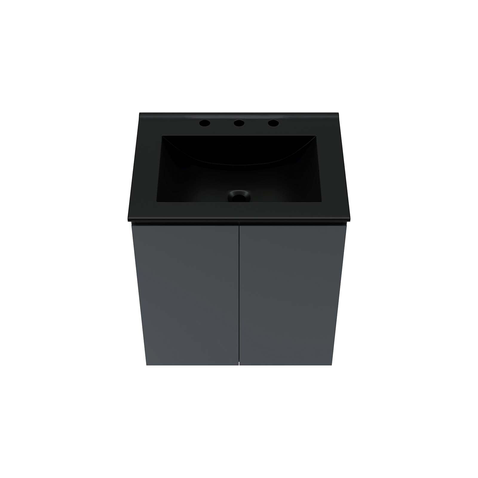 Modway Bryn 24″ Wall-Mount Bathroom Vanity in Gray Black