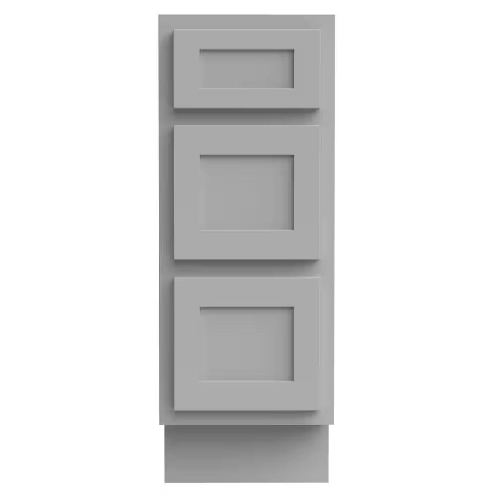 12 In. W X 21 In. D X 32.5 In. H 3-Drawers Bath Vanity Cabinet Only in Gray (Una