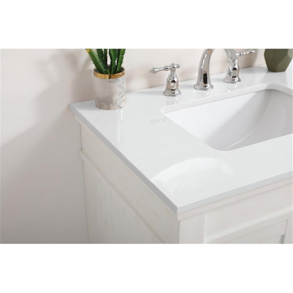 Elegant Decor Lexington 30″ Wood Bathroom Vanity in Antique White/Brushed Nickel