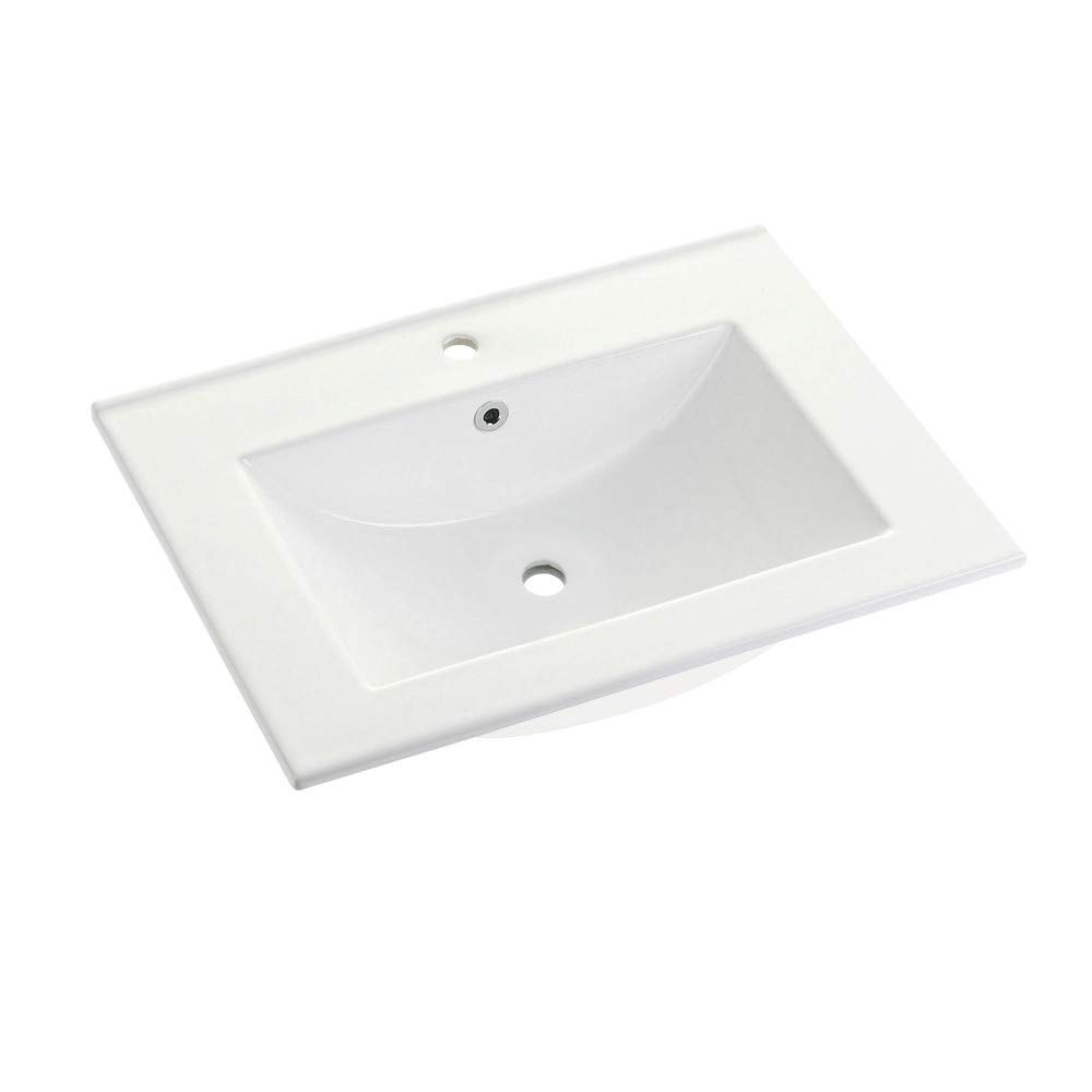 Kingston Brass LBT24187W1 Ultra Modern 24-Inch Ceramic Vanity Sink Top (1 Hole)