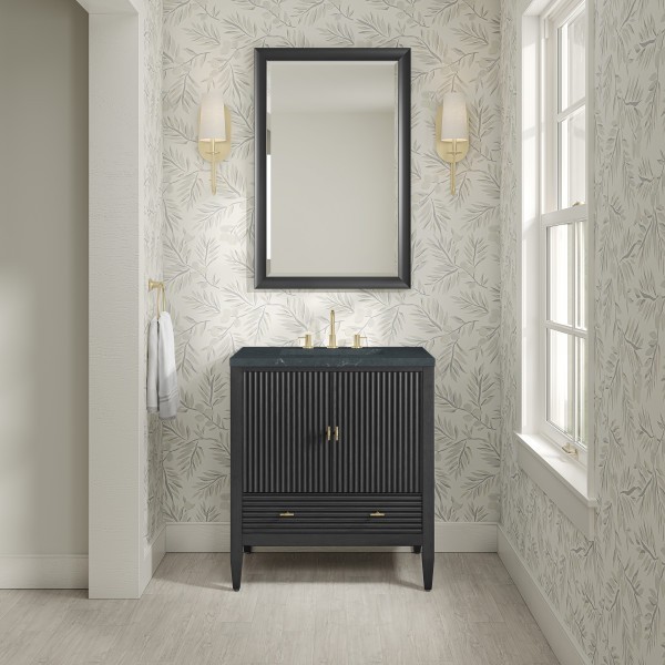 30″ James Martin Myrrin 485-V30-CBO-3CSP Vanity Cabinet Charcoal Soapstone Top