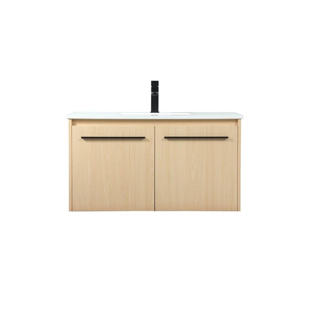Elegant Decor Penn 36″ Aluminum Alloy MDF Single Bathroom Vanity in Maple