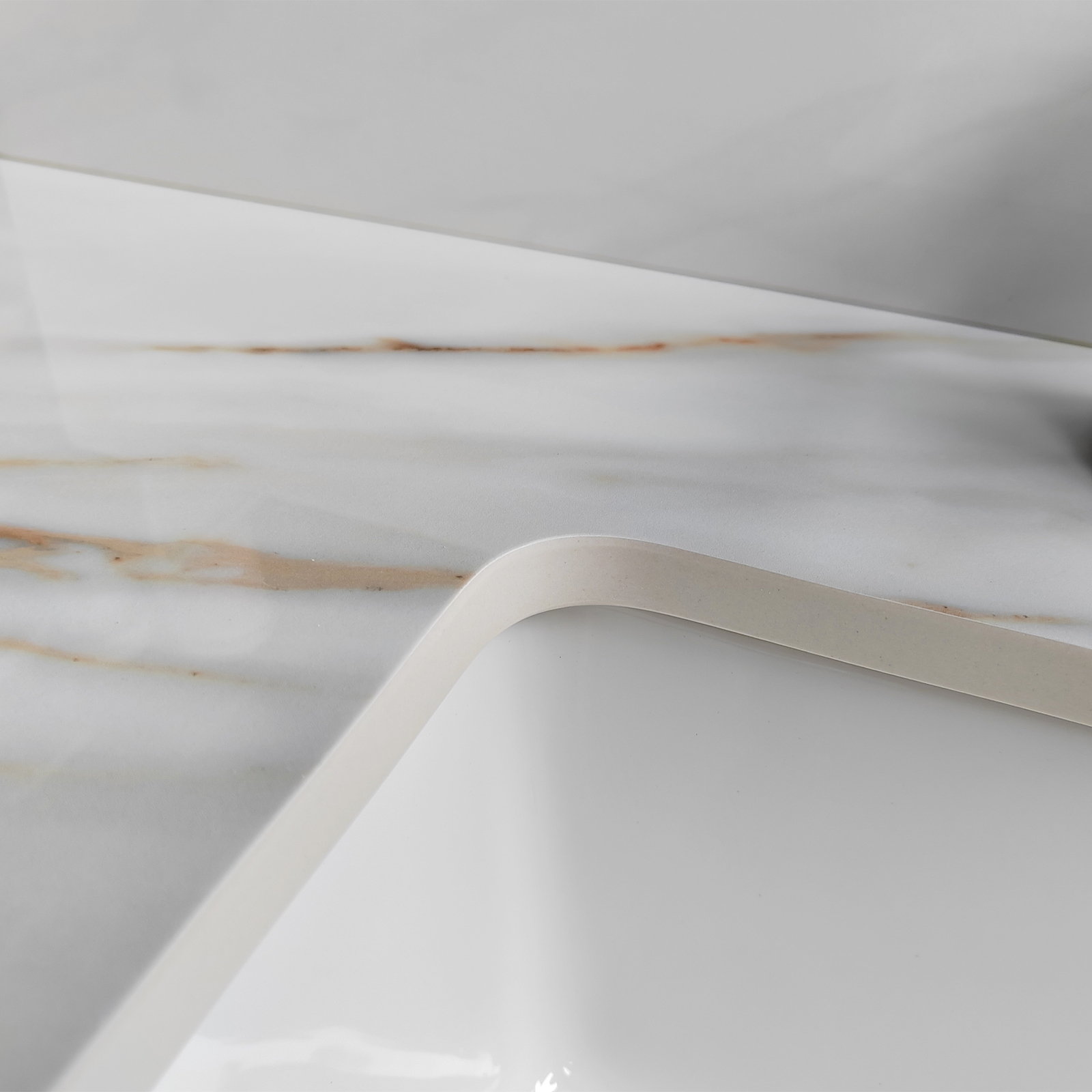 43 Inch Marble Vanity Top Sintered Stone Undermount Rectangular Sink +3 Hole