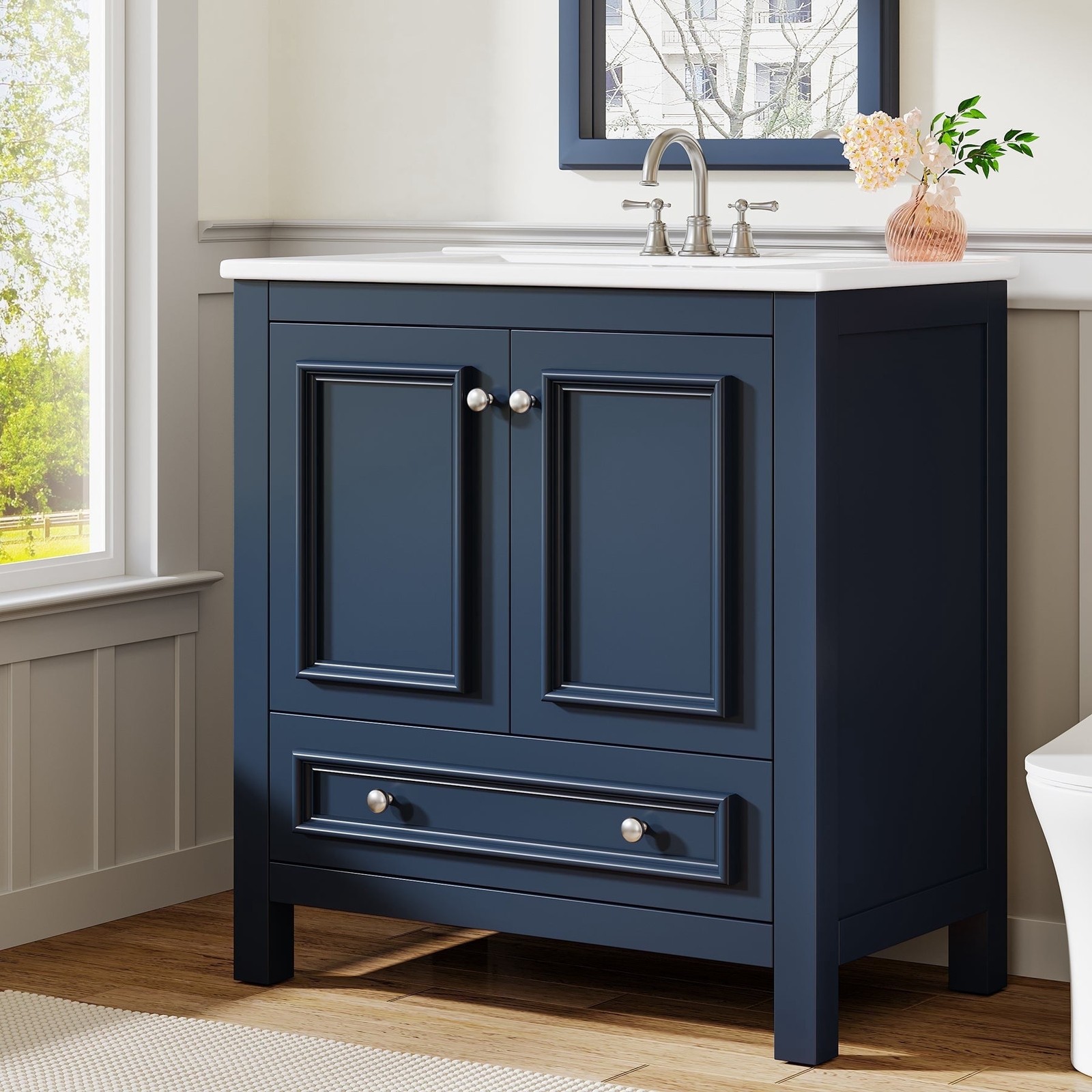 30″ Modern Bathroom Vanity Bathroom Sink Cabinet with Sink + 2 Doors & 1 Drawer