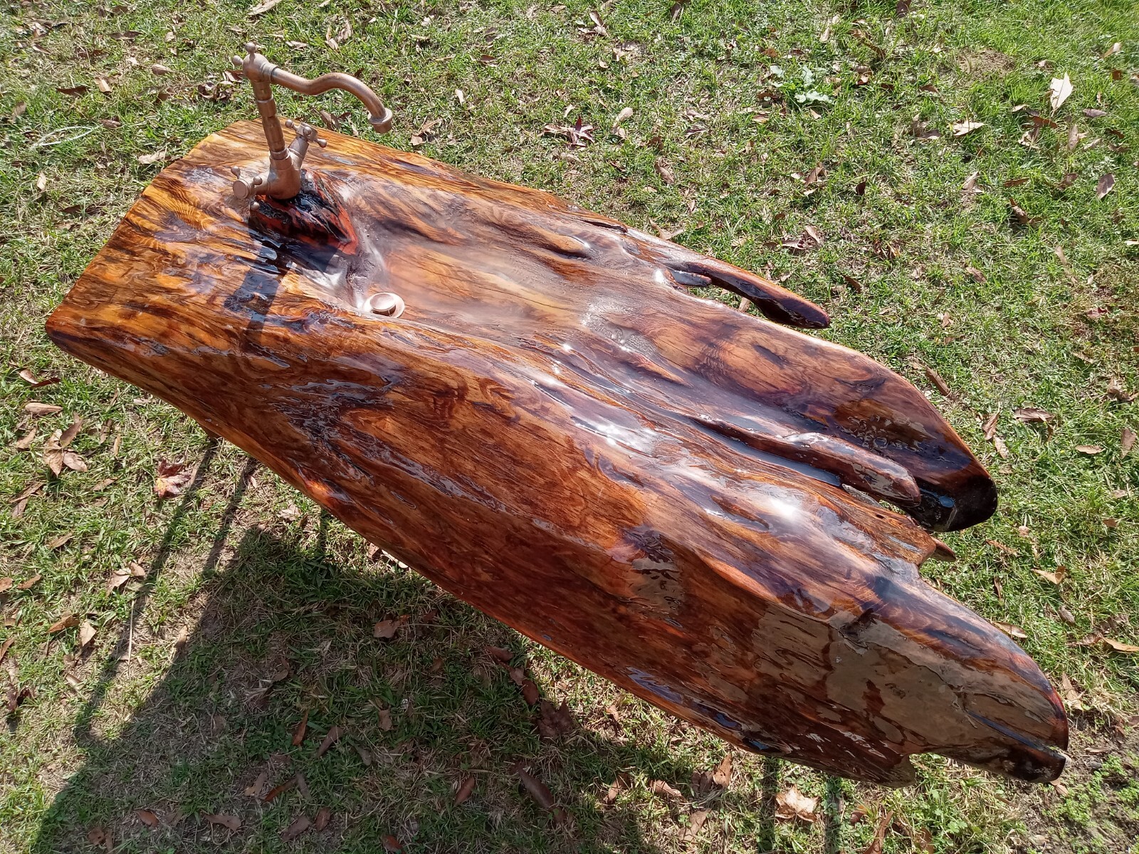 One of a Kind! REAL Ancient Sinker Cypress Rustic Bath Vanity Wood Slab w/Faucet