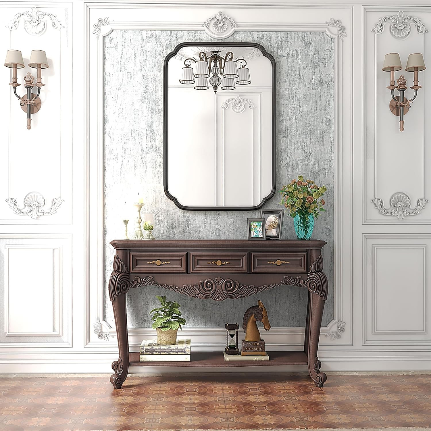 Modern Black Bathroom Vanity Mirror 24″ x 36″ with Metal Frame, Rounded Corners