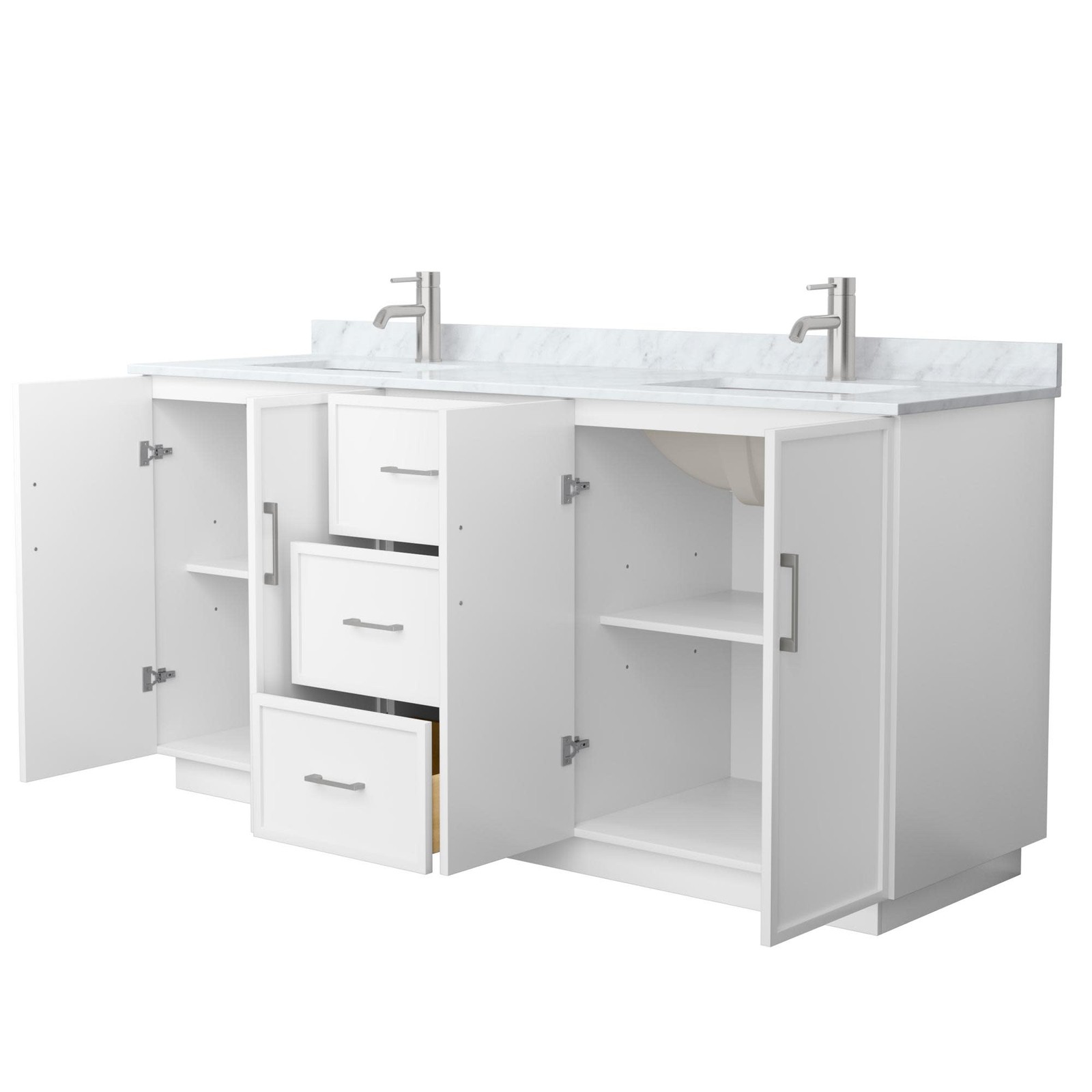Wyndham Collection WCH7474-72D-CMUNS-MXX Elan TK 72″ – White / Brushed Nickel