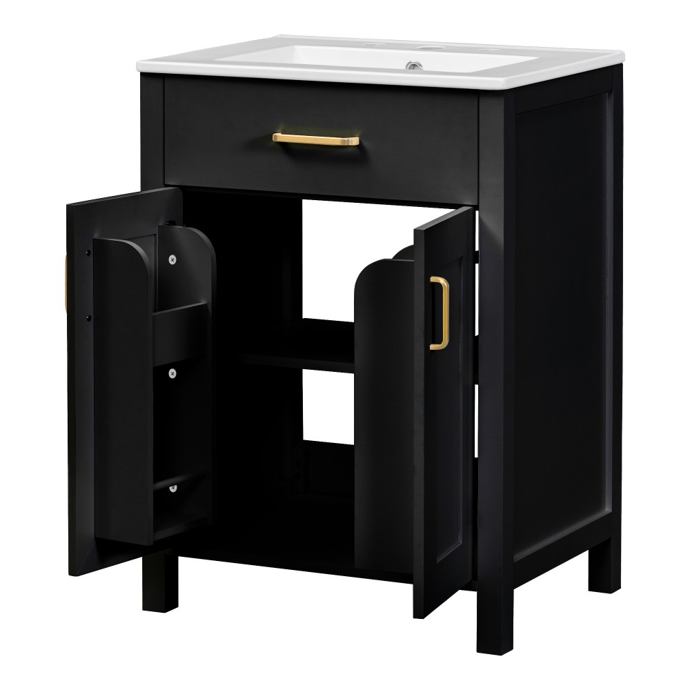24″Bathroom Vanity Combo with Ceramic sink, Luxurious Space-Saving Vanity
