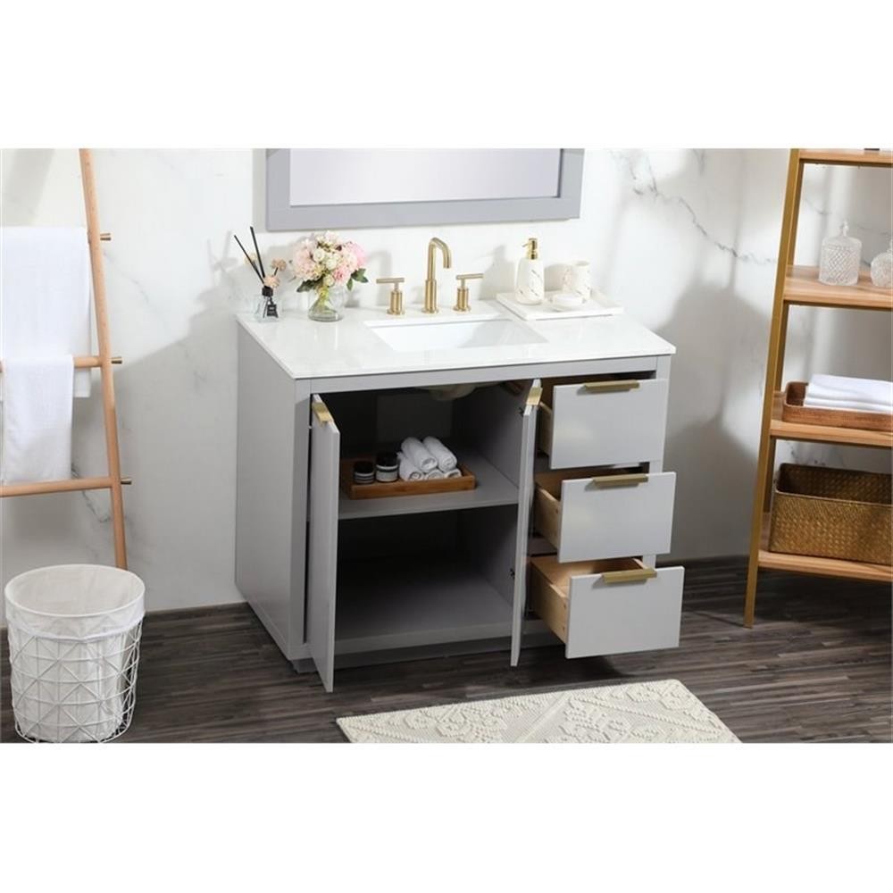 Elegant Decor Blake 42″ Aluminum Alloy MDF Single Bathroom Vanity in Gray