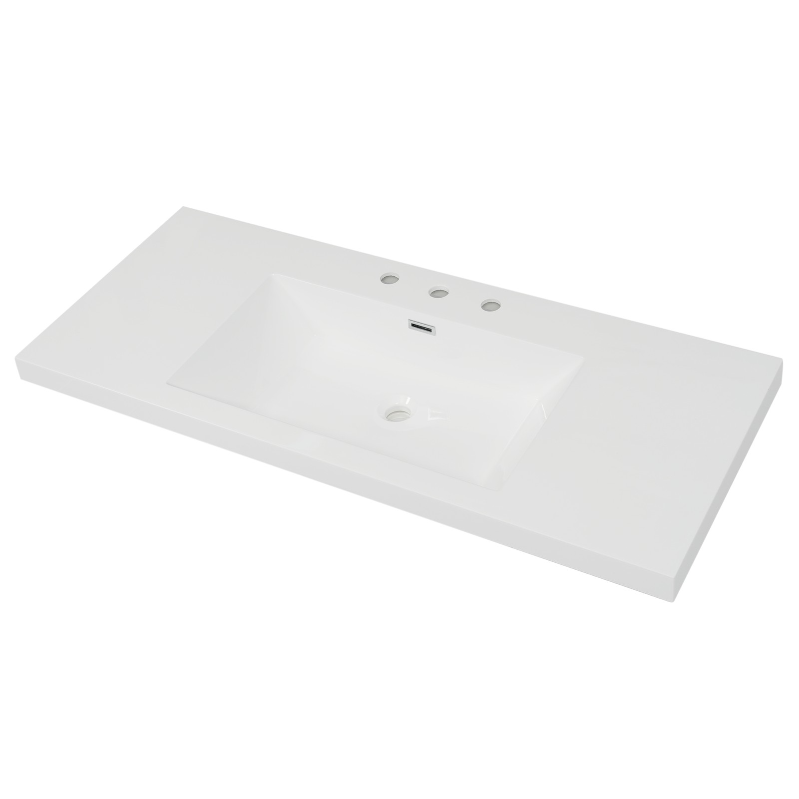 48″ Resin Bathroom Vanity Top with 3-Hole Sink in Bright White