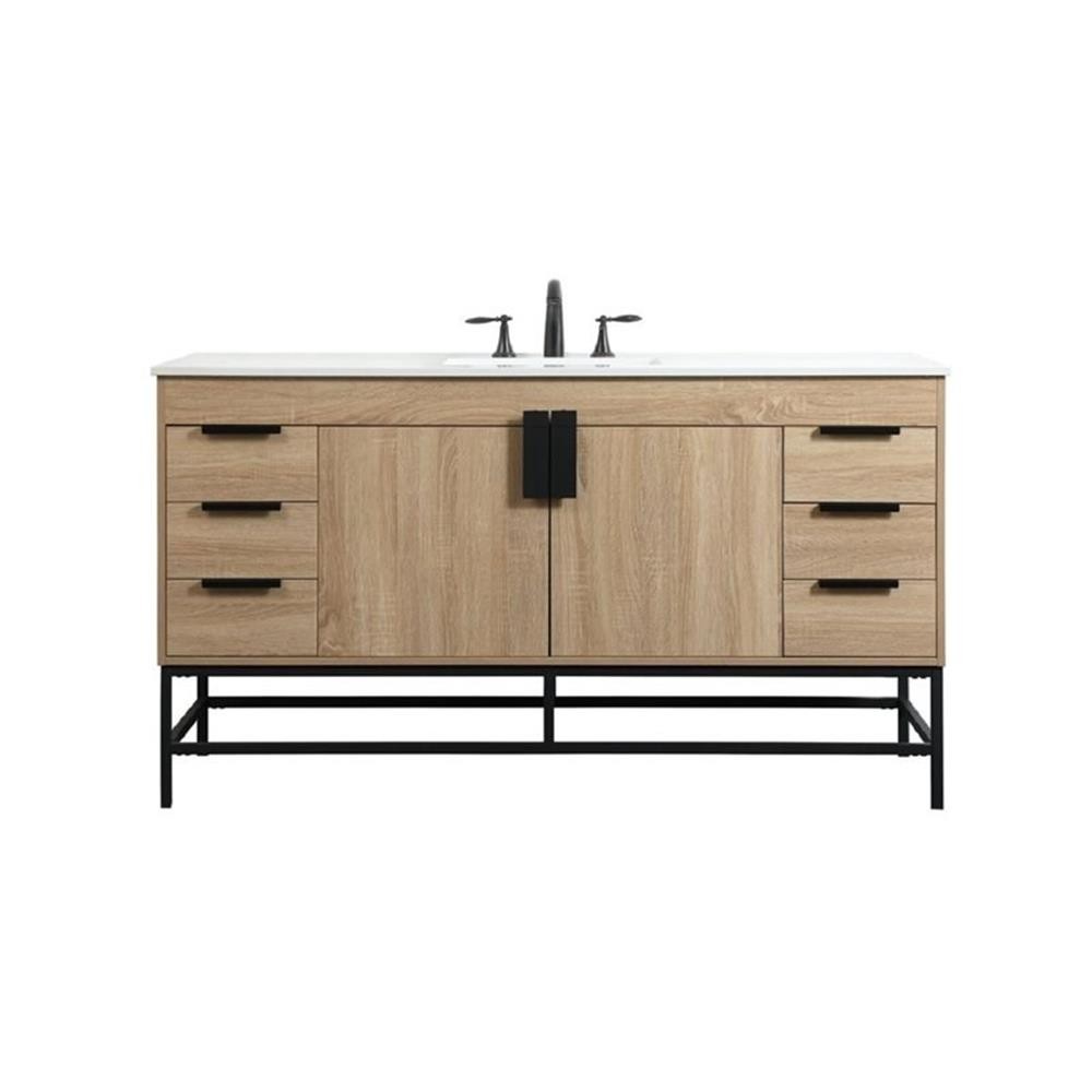 Elegant Decor Eugene 60″ Aluminum Alloy Iron Single Bathroom Vanity in Brown