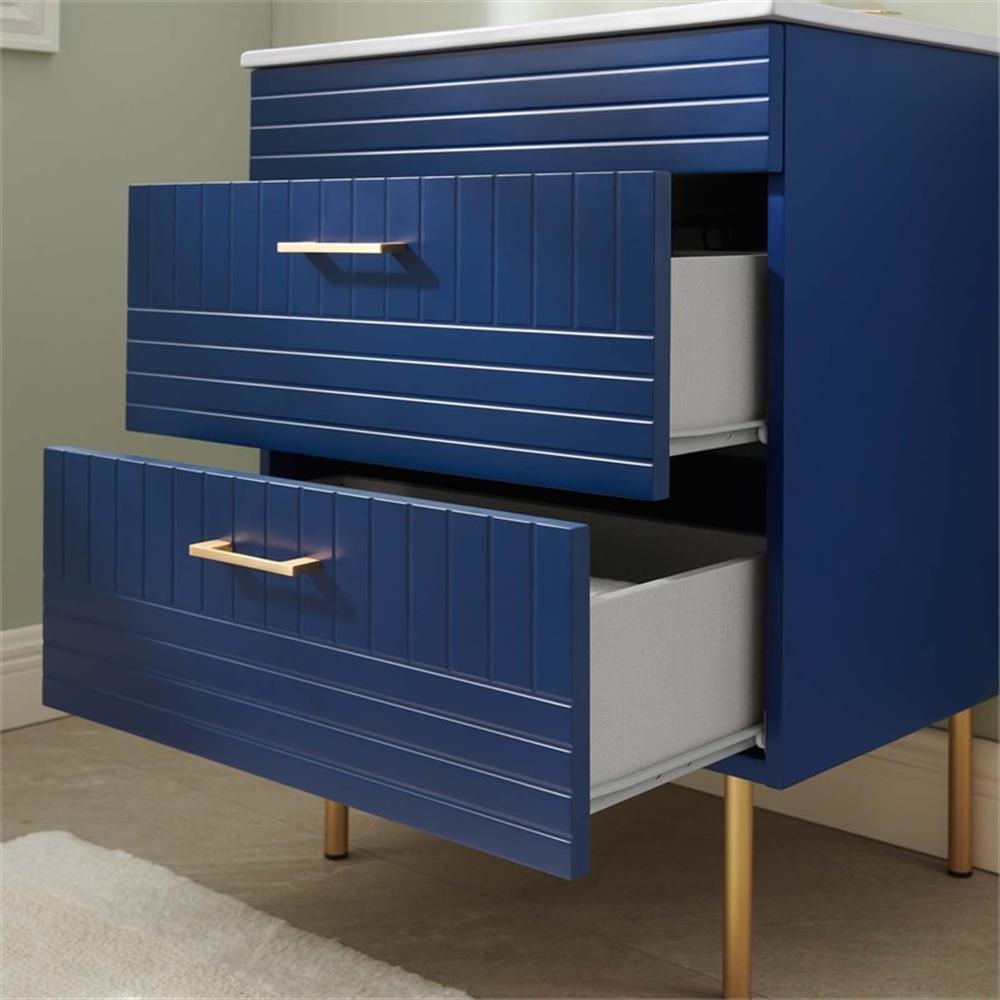 Modway Daybreak 24″ Modern Wood/Ceramic Bathroom Vanity with Gold Legs in Blue