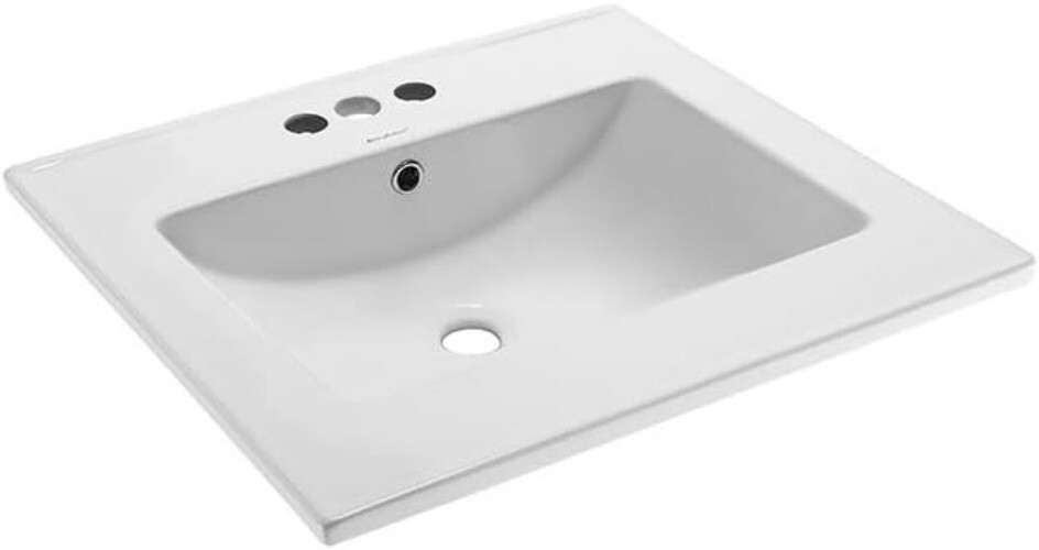 Lavabo de cerámica de 24″ con tres orificios para grifo y desagüe incluido, NEW