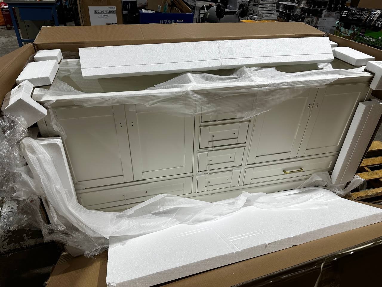 Signature Hardware 72″ Quen Double Vanity Cabinet – Soft White (Cabinet Only)