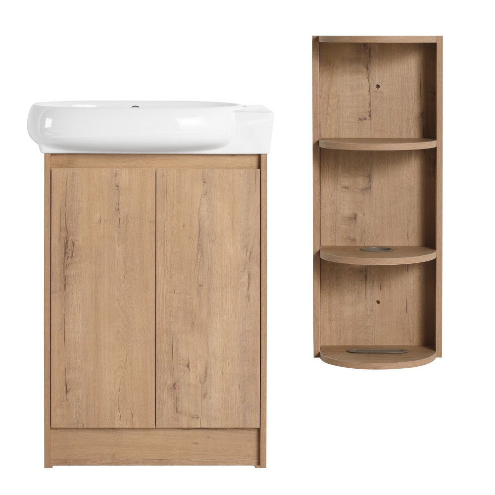 Freestanding Bathroom Vanity with Sink, Storage Shelf, and Soft-Close Doors