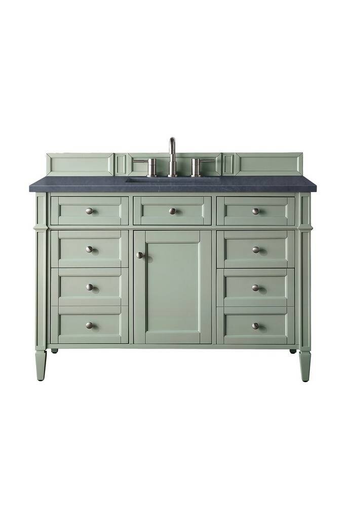 48″ James Martin Brittany Sage Green Single Bathroom Vanity + White Marble Top