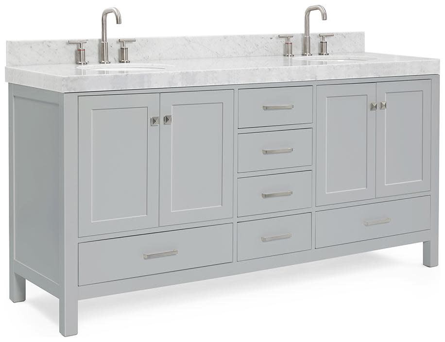 Ariel A072DCW5OVO Cambridge 72″ – Grey / Italian Carrara Marble Top / Brushed
