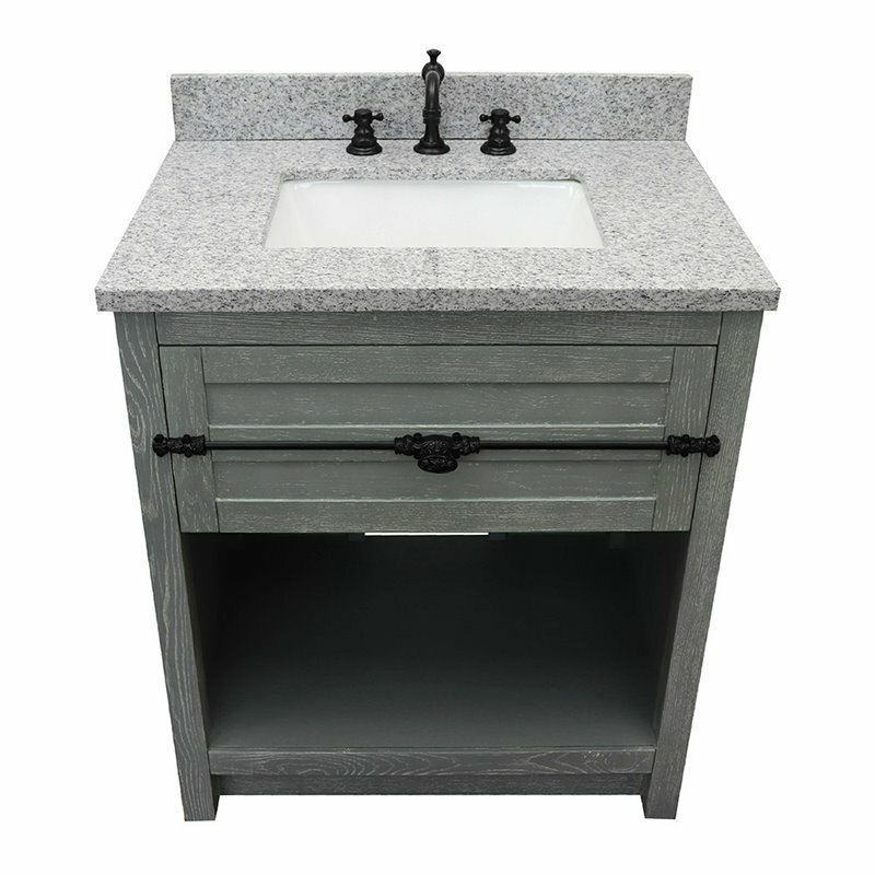 Plantation Single Rectangle Sink Solid Wood Vanity in Gray Ash