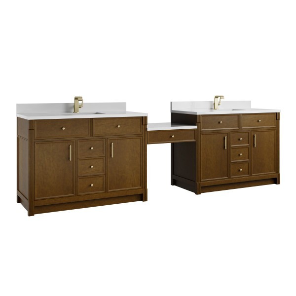 120″James Martin Bellshire 660-VMC120-HNO-1WZ Dual Vanity Cabinet White Zeus Top