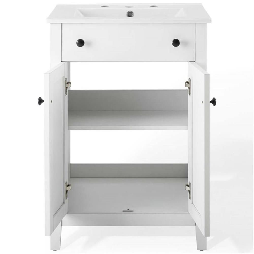 Modway Nantucket 24″ Modern Wooden Bathroom Vanity in White Finish