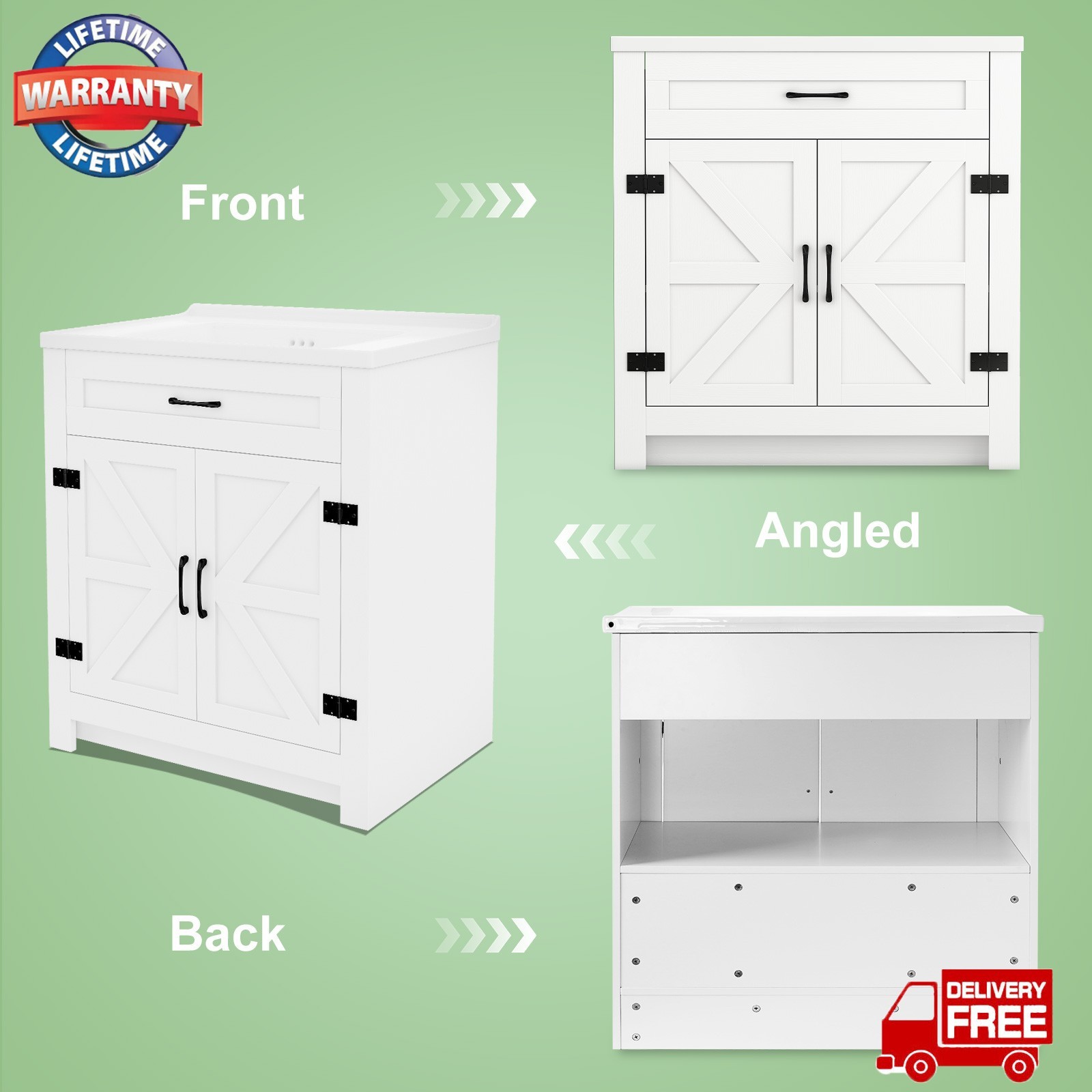 31″ Bathroom Vanity w/Sink, Drawer,Freestanding Storage Vanity 2 Door Cabinet
