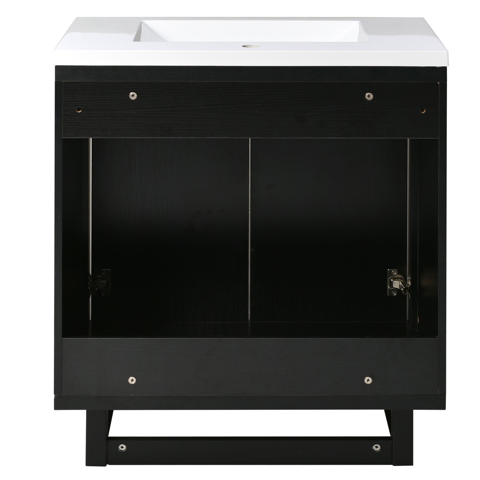 30″ Bathroom Vanity Set with Sink, Solid Wood Frame, Black Cabinet