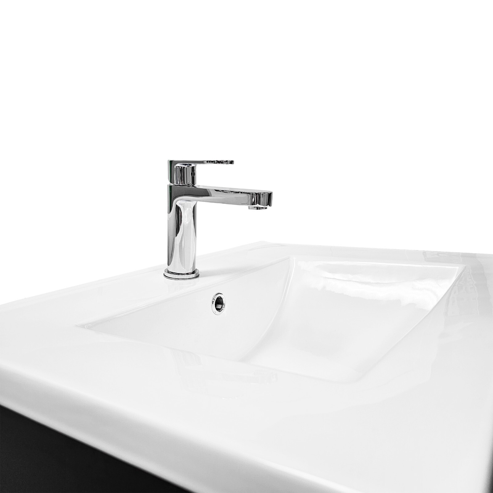 Trenta 24″ W x 19″ D x 33″ H Vanity in Black with White Ceramic Vanity Top