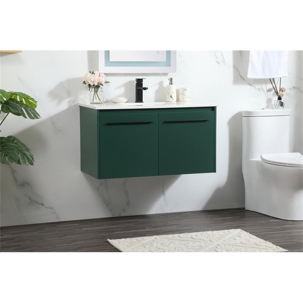 Elegant Decor Penn 36″ Aluminum Alloy MDF Single Bathroom Vanity in Green
