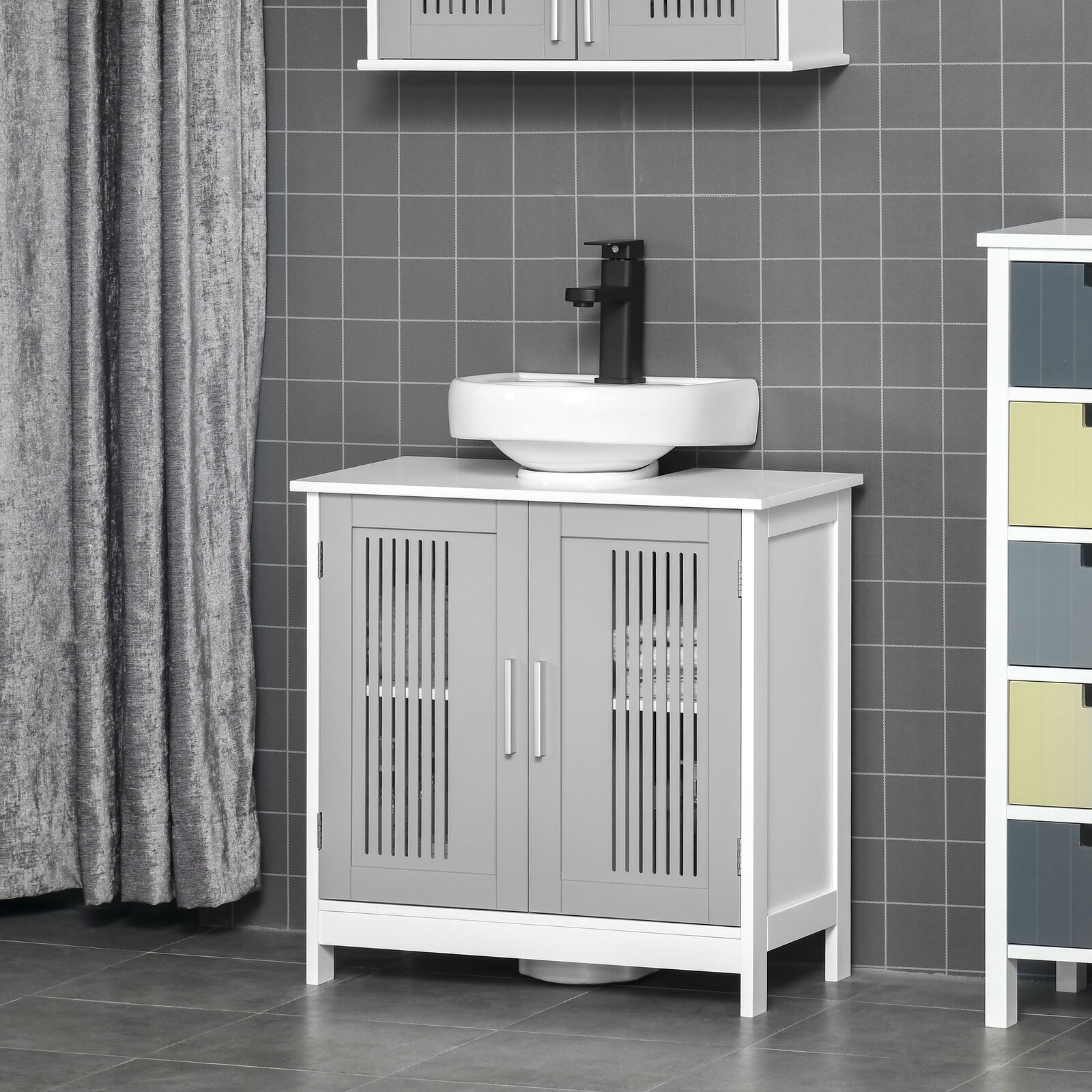 Bathroom Under Sink Cabinet Vanity Unit w/ Adjustable Storage Shelves