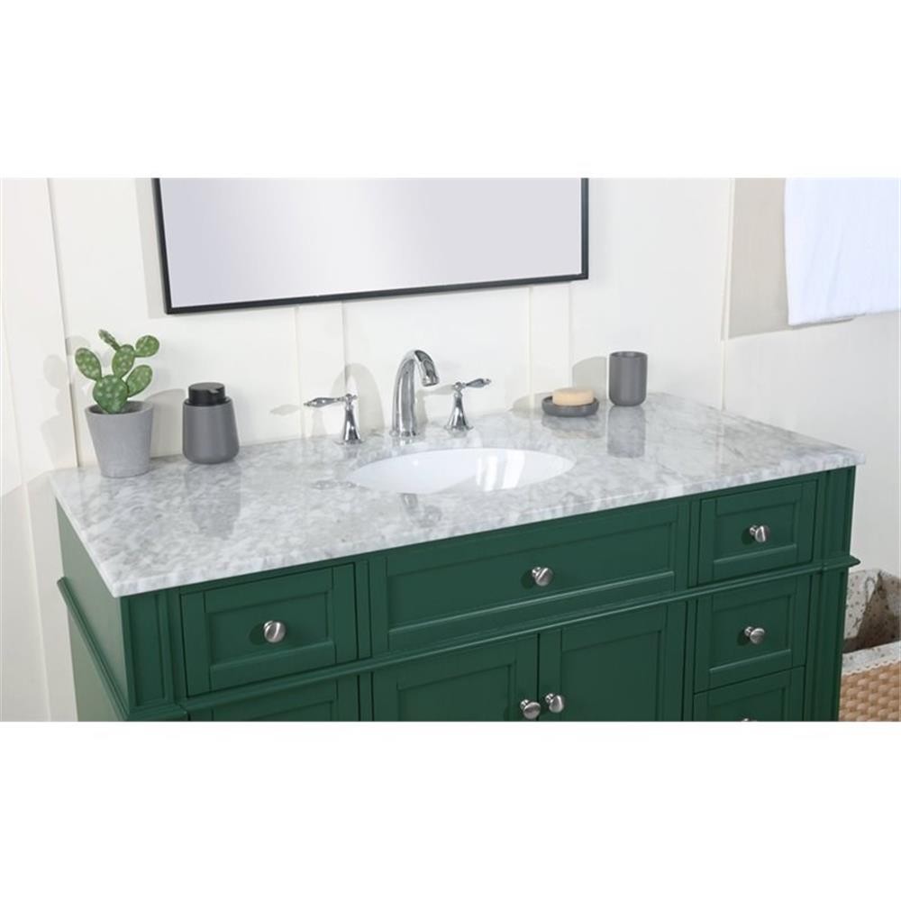 Elegant Decor Park Avenue 48″ Metal MDF Marble Single Bathroom Vanity in Green