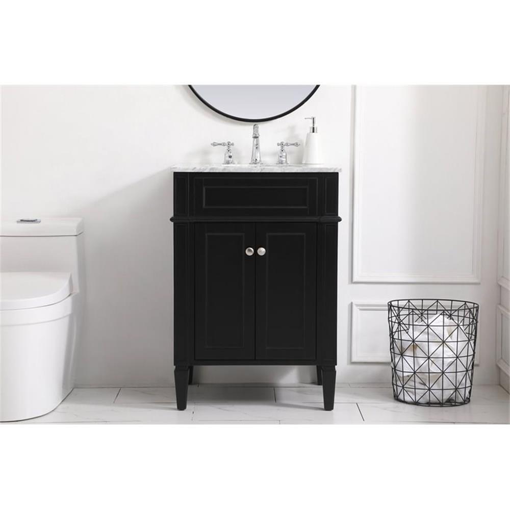 Elegant Decor Park Avenue 24″ Solid Wood & Metal Single Bathroom Vanity in Black