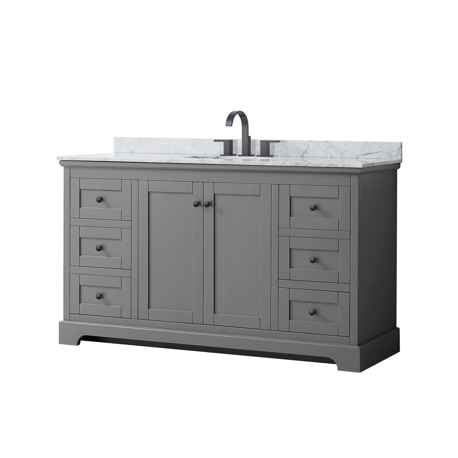 Wyndham Collection WCV232360SCMUNOMXX Avery 60″ – Dark Gray / White Carrara