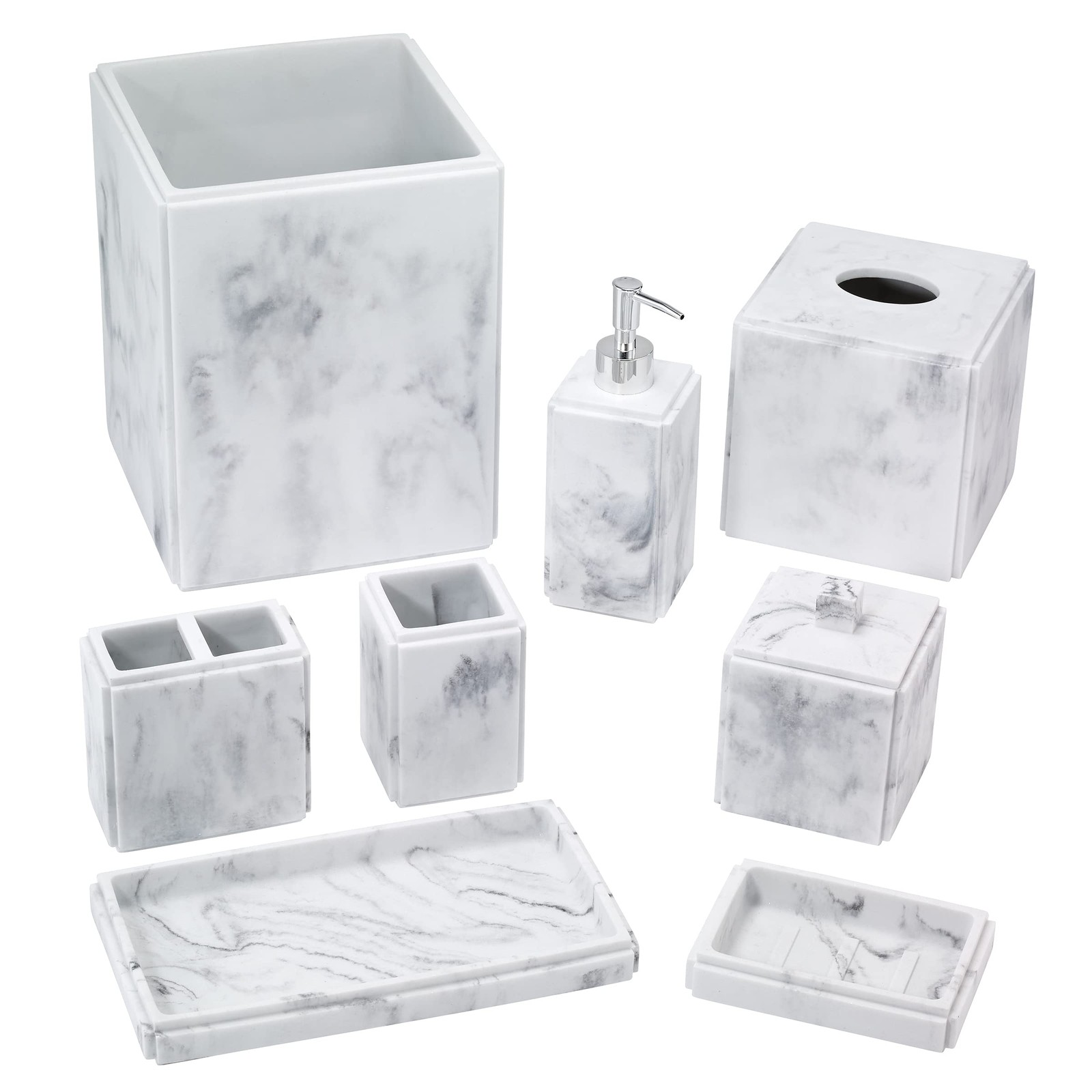 – Vanity Tray, Resin Countertop Organizer, Marble Inspired Bathroom Decor (Ca…